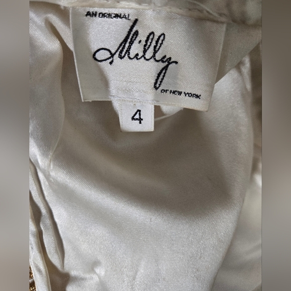 MILLY OF NEW YORK Gold and Black Lace Midi Dress with Waist Bow. Size 4 - Picture 12 of 16